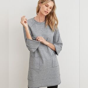 Garnet Hill Size XS Gray Women's Crew Neck Sweater French Terry Day Mini Dress